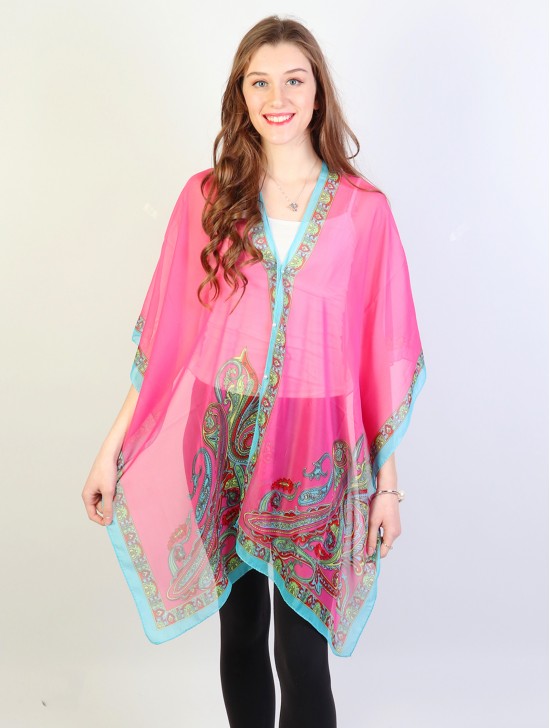 Reversible Pearl Chiffon Top with Paisley Border